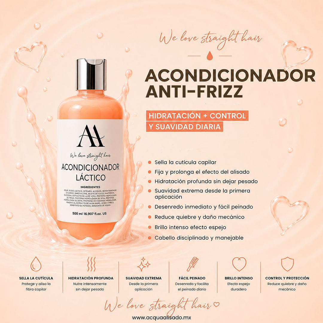 ACONDICIONADOR ANTI-FRIZZ+ Nutrición y suavidad para un cabello disciplinado y brillante.