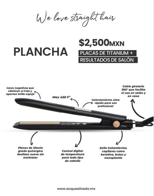 Plancha de Cabello Acquaalisado - Liso perfecto en cada pasada